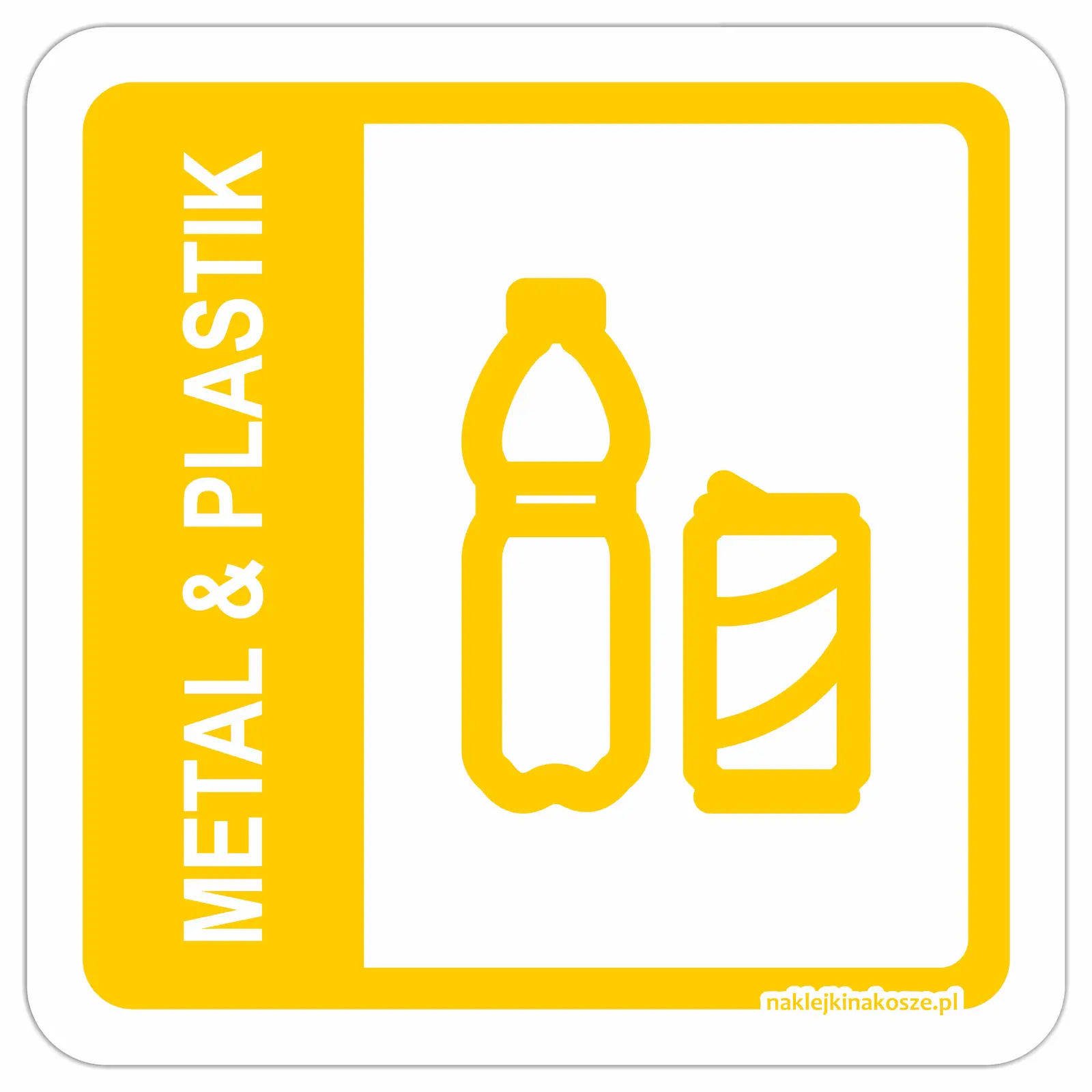 Naklejka na kosz do segregacji odpadów metal / plastik (15W5)