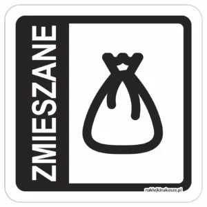 Naklejka na kosz do segregacji odpadów zmieszanych (15W5)