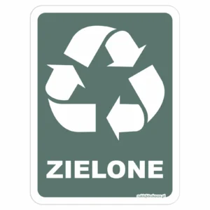 Naklejka na kosz na odpady zielone - kolorowe tło z białą grafiką (W2)