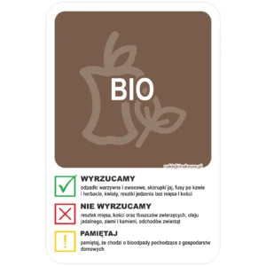 Naklejka na kosz do segregacji odpadów biodegradowalnych z instrukcją (30W6)