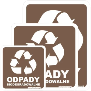 Naklejka na kosz do segregacji BIO - kolorowe tło z białą grafiką (W2)