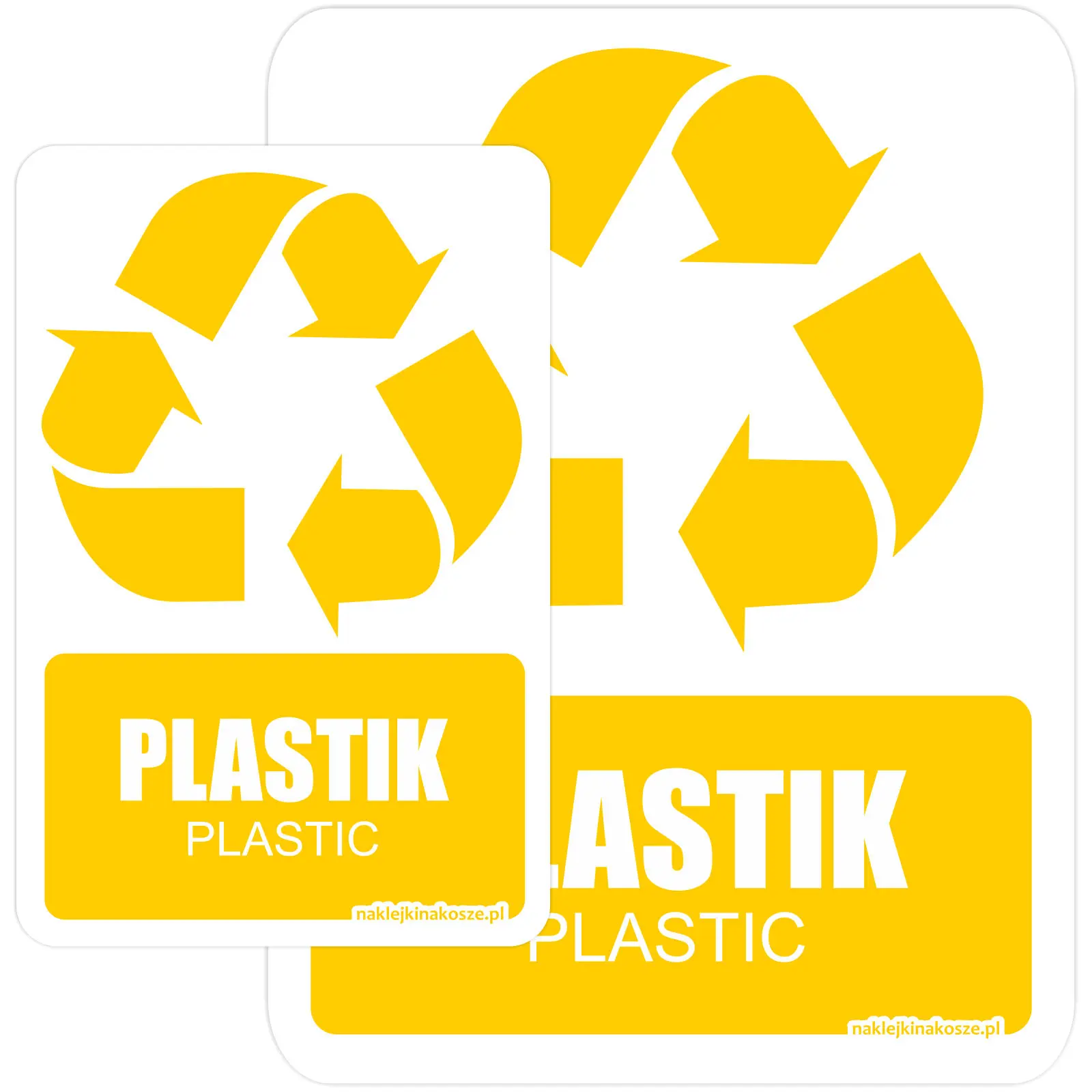 Naklejka na kosz Plastik / plastic – biała z kolorową grafiką - różne rozmiary