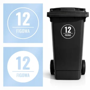 Okrągłe naklejki na kosze z nazwą ulicy i numerem - 2szt.