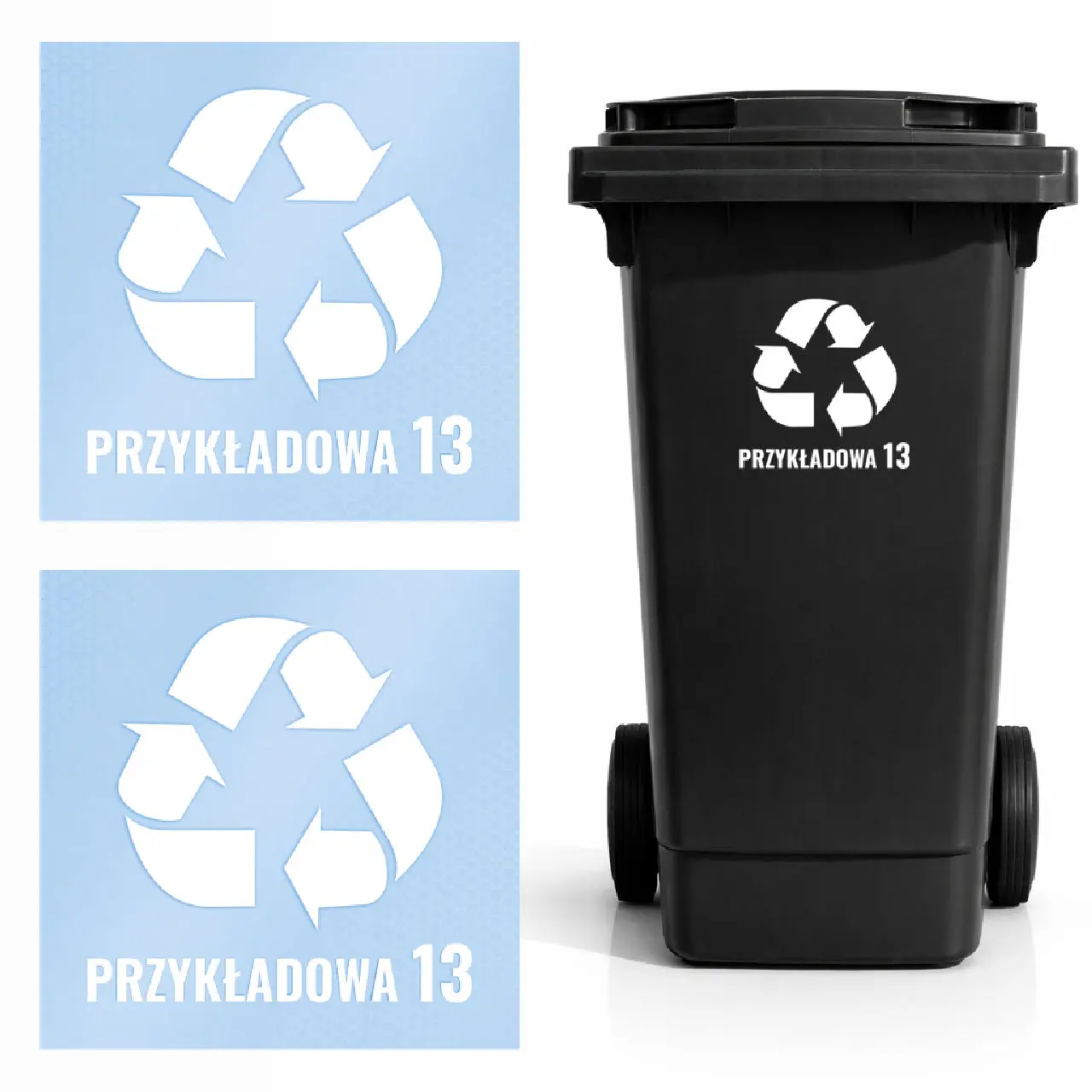 Naklejki na kosze z adresem i znakiem recyclingu - 2szt.
