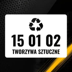 Naklejka z kodem odpadu 15 01 02 – Tworzywa sztuczne