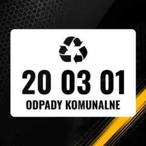Naklejka z kodem odpadu 20 03 01 – Niesegregowane odpady komunalne