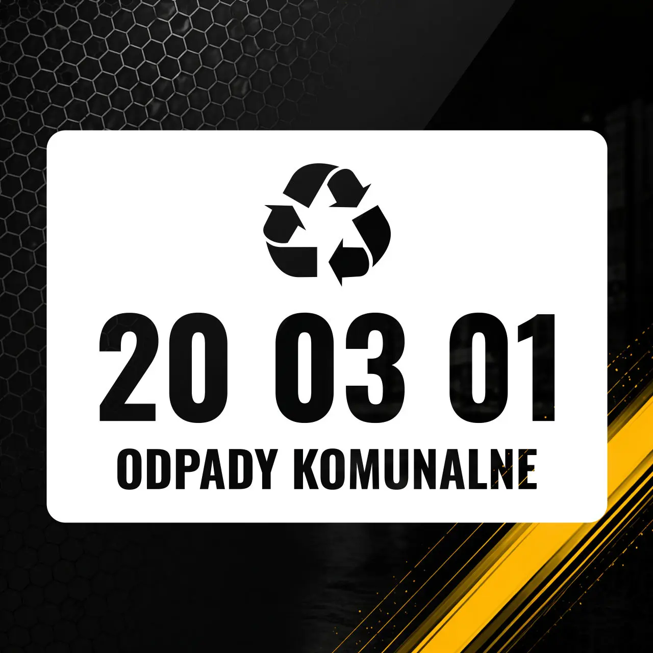 Naklejka z kodem odpadu 20 03 01 – Niesegregowane odpady komunalne